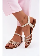 Dámské sandály Ploché S A Ozdobou  Zlaté model 22133711 - S.Barski
