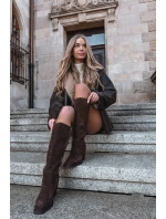 Dámske čižmy na podpätku so zipsom Lissara - čokoláda, eko semiš Dámske čižmy na podpätku so zipsom Lissara - čokoláda, eko semiš