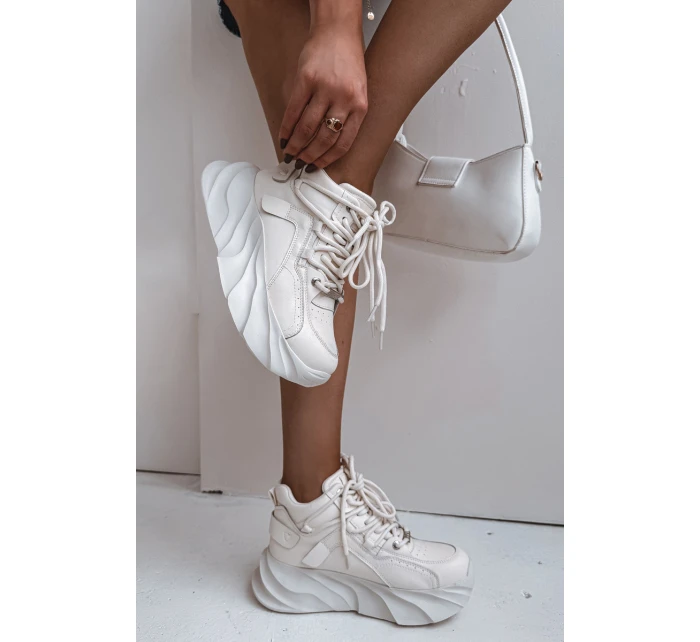 Dámske tenisky z prírodnej kože GOE - tlmená biela Dámske tenisky z prírodnej kože GOE - tlmená biela