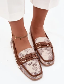 Dámske vzorované mokasíny Evelora - béžová/hnedá