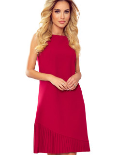 Numoco KARINE trapézové šaty s asymetrickým riasením - červené