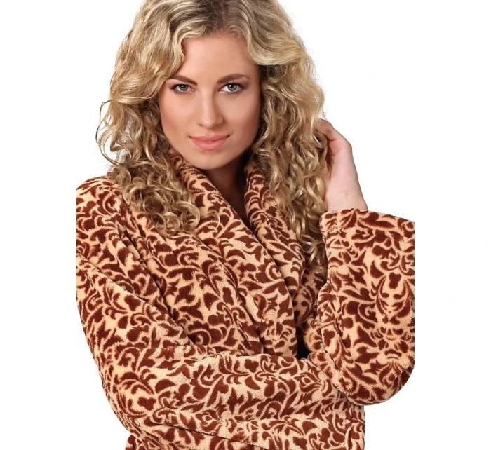 Dámsky župan so šálovým golierom VICTORIA 2130 8288 Hnedá vzor - Vestis