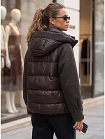 Kurtka damska zimowa pikowana z kapturem brązowa model 22350691 - FashionStreet