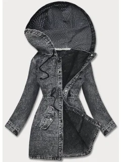 Černá dámská džínová bunda na knoflíky model 18209622 - Re-Dress