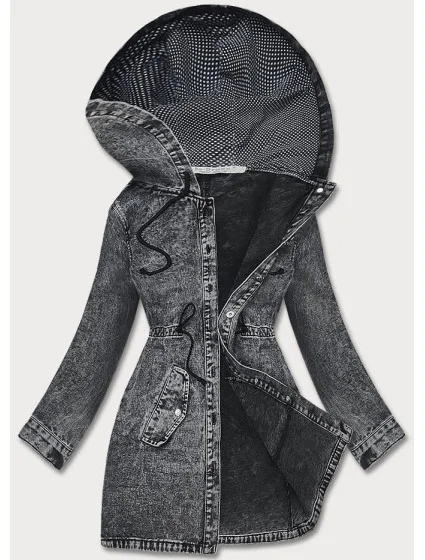 Černá dámská džínová bunda na knoflíky model 18209622 - Re-Dress