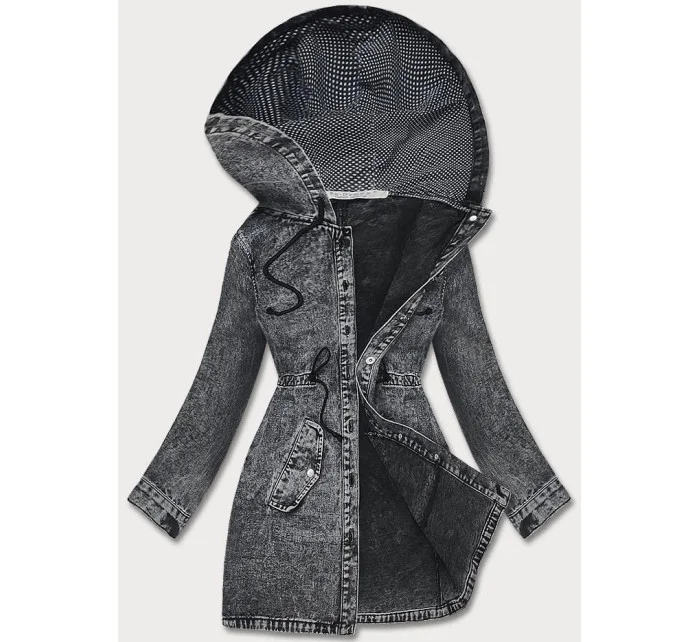 Černá dámská džínová bunda na knoflíky model 18209622 - Re-Dress