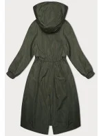 Voľná dlhá bunda s kapucňou khaki (TR982)