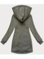 Šedo-zelená dámska mikina na zips z rôznych lepených materiálov LHD (AMG-165) Šedo-zelená dámska mikina na zips z rôznych lepených materiálov LHD (AMG-165)