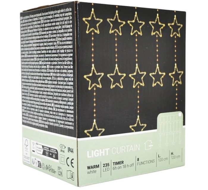 Svetelné závesy na vianočný stromček 120x120 CM 235LED WHITE STARS