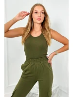 Set 3 v 1 mikina + top + kalhoty khaki Set 3 v 1 mikina + top + kalhoty khaki