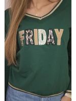 Dámska mikina s kapucňou s flitrovým nápisom zelená