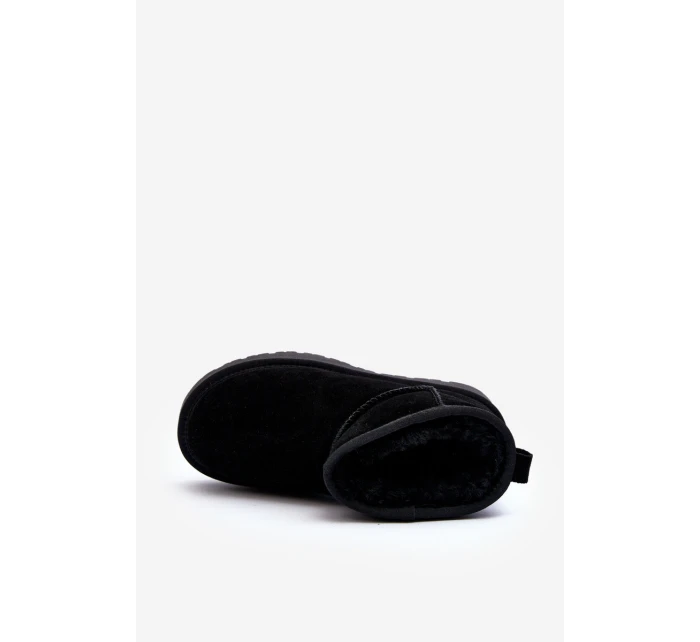 Modne Zamszowe Niskie Śniegowce Czarne Nucca