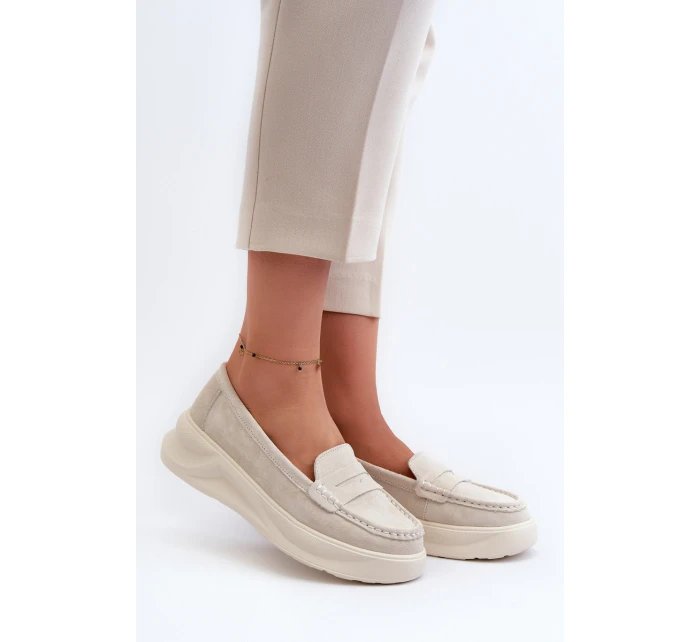 Dámské Semišové Mokasíny Světle Béžové model 21662058 - EVENTO