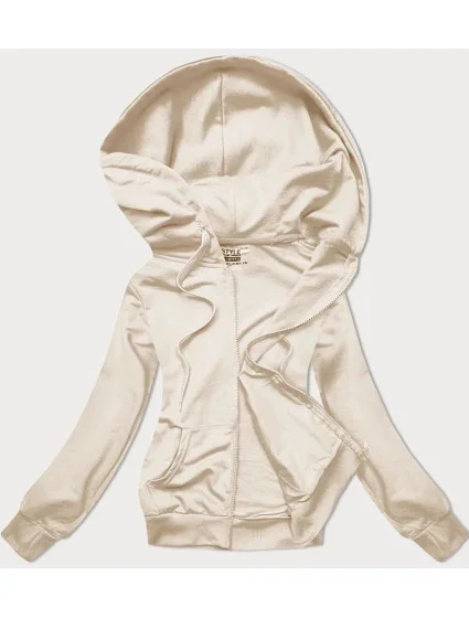Dámska mikina na zips v ecru farbe 68W08- J.Style Dámska mikina na zips v ecru farbe 68W08- J.Style