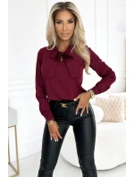 Dámska blúzka s viazaním 140-23 bordová - Numoco Dámska blúzka s viazaním 140-23 bordová - Numoco
