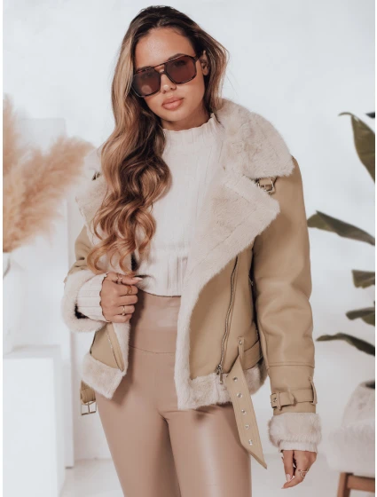 Dámská zimní bunda ramones s kožešinou béžová Dstreet model 21990806 - FashionStreet