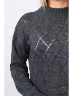 Svetr s rolákem a vzorem grafitový model 18745514 - K-Fashion