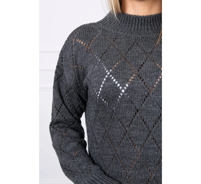 Svetr s rolákem a vzorem grafitový model 18745514 - K-Fashion