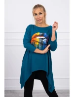 Oversize blúzka s potlačou dúhových pier marine Oversize blúzka s potlačou dúhových pier marine