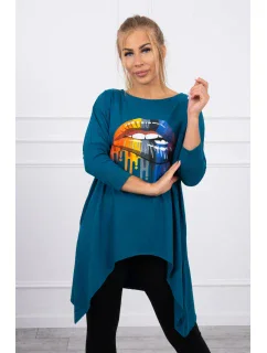 Oversize blúzka s potlačou dúhových pier marine