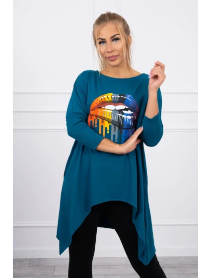 Oversize blúzka s potlačou dúhových pier marine Oversize blúzka s potlačou dúhových pier marine