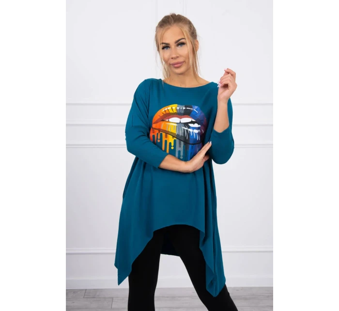 Oversize blúzka s potlačou dúhových pier marine Oversize blúzka s potlačou dúhových pier marine