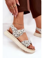 Materiałowe Sandały Damskie Na Platformie Beżowe Leriot Materiałowe Sandały Damskie Na Platformie Beżowe Leriot