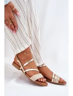 Skórzane Sandały Damskie Na Płaskim Obcasie Maciejka 06966-25 Złote Skórzane Sandały Damskie Na Płaskim Obcasie Maciejka 06966-25 Złote