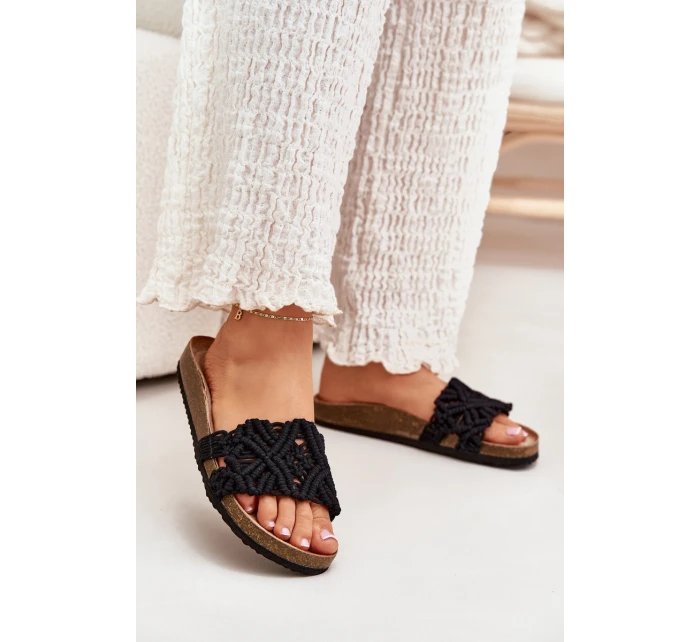 Klapki Damskie Na Korkowej Platformie Czarne Timaxrre