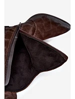 Kožené semišové boty kovbojky s Hnědé model 22404467 - Zazoo Kožené semišové boty kovbojky s Hnědé model 22404467 - Zazoo