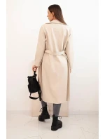 Dámsky kožený kabát béžovej farby - New Collection Italy
