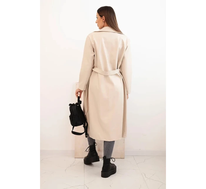 Dámsky kožený kabát béžovej farby - New Collection Italy