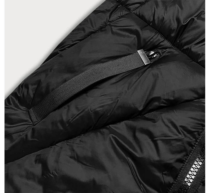 Dámska dlhá zimná bunda čierna (23070-1)