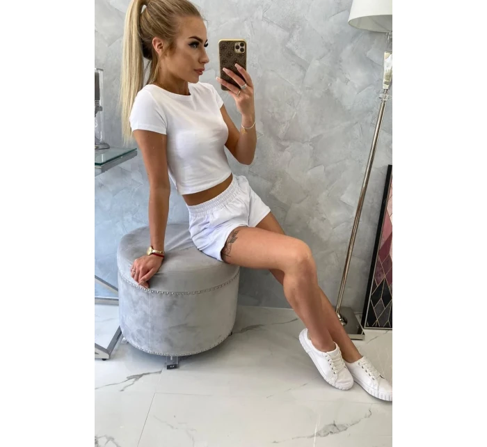 Bavlnená súprava so šortkami biela