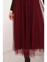 Dámska midi sukňa z tylu s viskózovou podšívkou bordová Dámska midi sukňa z tylu s viskózovou podšívkou bordová