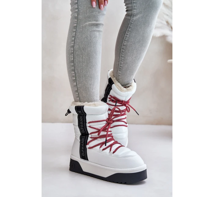 Śniegowce Damskie Na Grubej Podeszwie Wegańskie D.Franklin DFSH371007 Białe