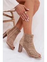 Dámské otevřené kotníkové boty na podpatku s výřezem béžové Ilavette