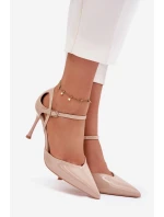 Dámske lakované lodičky s remienkom - béžové Tarilin Dámske lakované lodičky s remienkom - béžové Tarilin