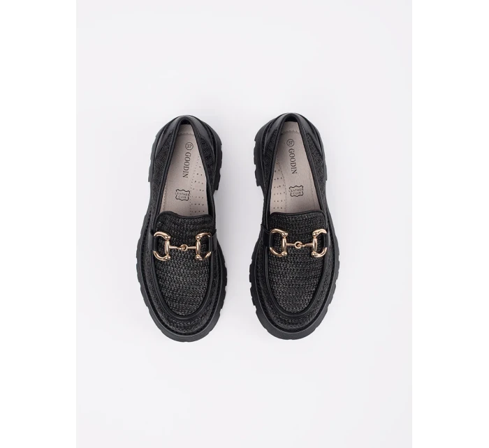 Komfortní mokasíny dámské černé platforma Komfortní mokasíny dámské černé platforma