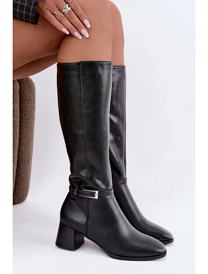 Kozačky na podpatku na zip model 232097 Step in style