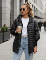 Dámska prešívaná bunda s kapucňou čierna FashionStreet TY5529 Dámska prešívaná bunda s kapucňou čierna FashionStreet TY5529