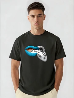 Tshirt męski oversize bawełniany z nadrukiem czarny model 22216228 - FashionStreet