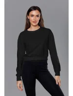 Tenká krátká černá dámská tepláková mikina model 18378913 - J.STYLE Tenká krátká černá dámská tepláková mikina model 18378913 - J.STYLE
