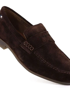 Pánské mokasíny model 22072453 z měkkého semiše v čokoládové barvě - Bugatti