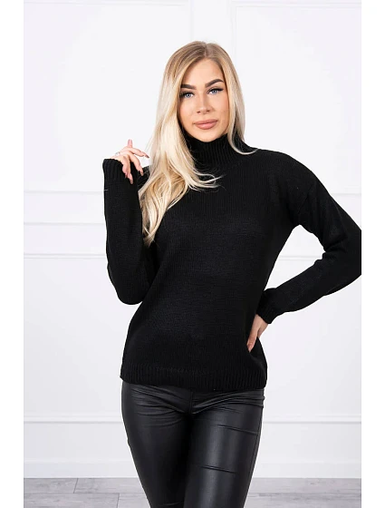 model 18745454 svetr s rolákem černý - K-Fashion model 18745454 svetr s rolákem černý - K-Fashion