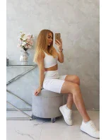 Súprava s nohavicami s vysokým pásom biela Súprava s nohavicami s vysokým pásom biela