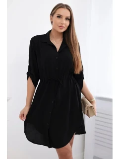 Šaty so zapínaním na gombíky a viazaním v páse čierne