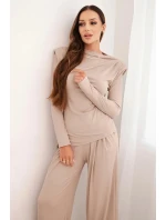 Dámský bavlněný komplet s blůzou a širokými kalhotami model 21472125 - K-Fashion