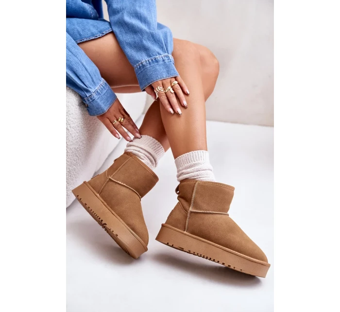 Kožené semišové tenisky s platformou nad členkom Camel Rianaella