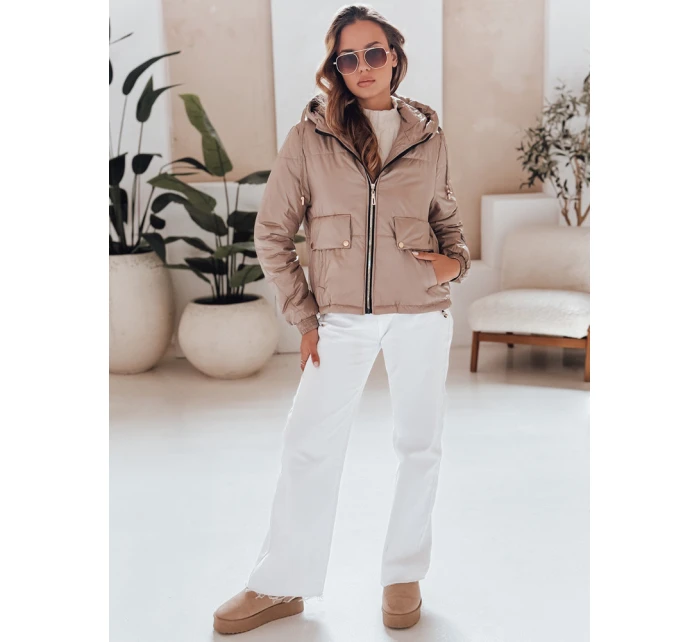 Dámská prošívaná bunda s kapucí camel Dstreet model 21979093 - FashionStreet